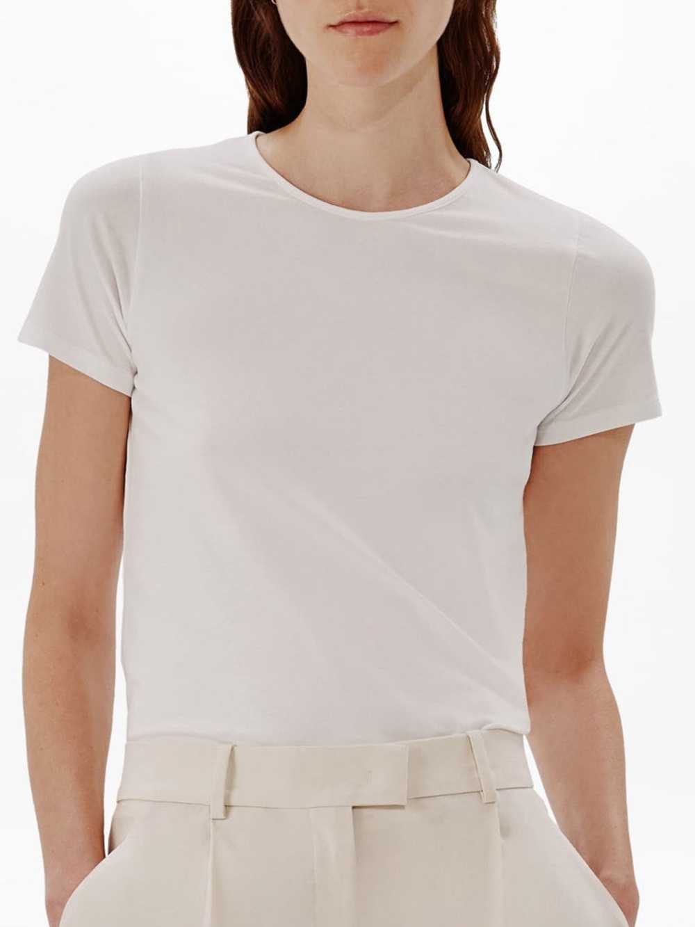 NWT ANOTHER TOMORROW Fitted Tee in White